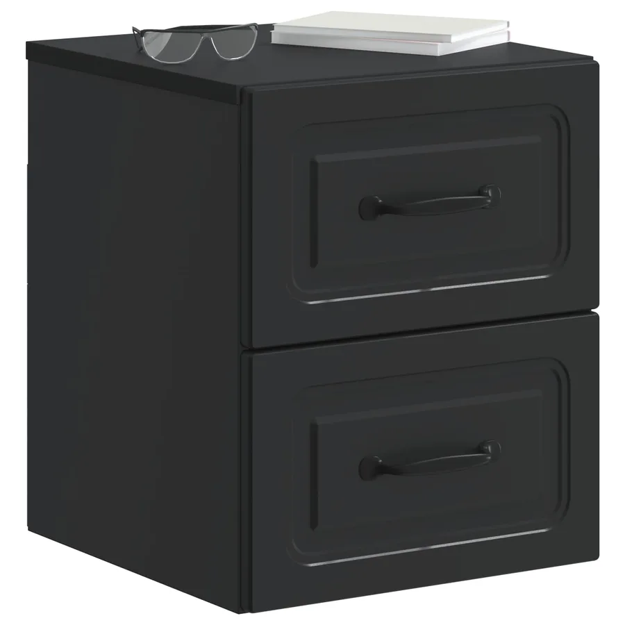 Cabinet de chevet mural avec tiroir Noir 34,5 x 33 x 40 cm - 3