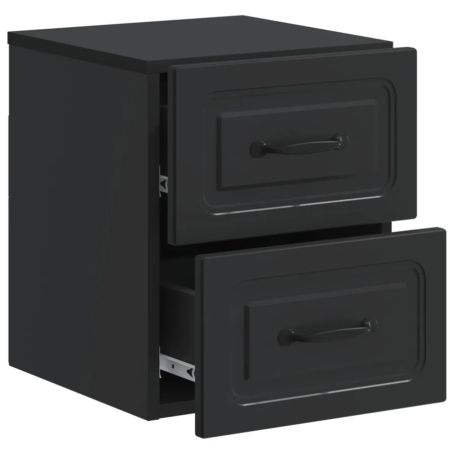 Cabinet de chevet mural avec tiroir Noir 34,5 x 33 x 40 cm - 4
