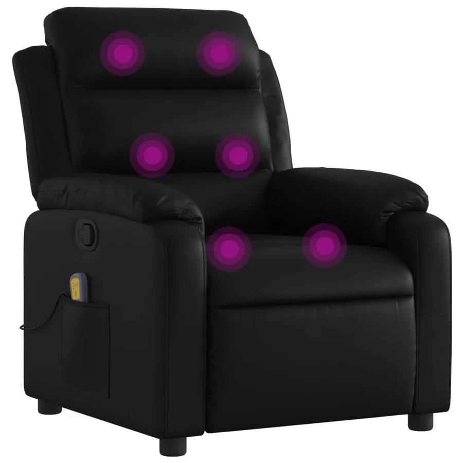 Fauteuil de massage inclinable noir similicuir - 2