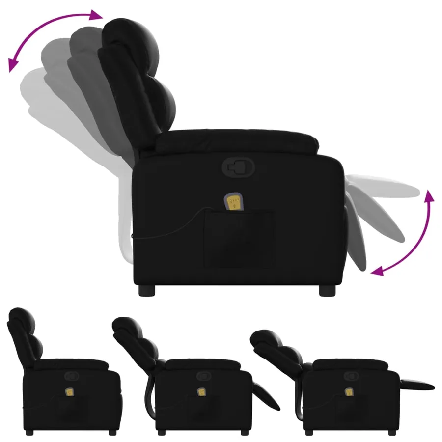 Fauteuil de massage inclinable noir similicuir - 5
