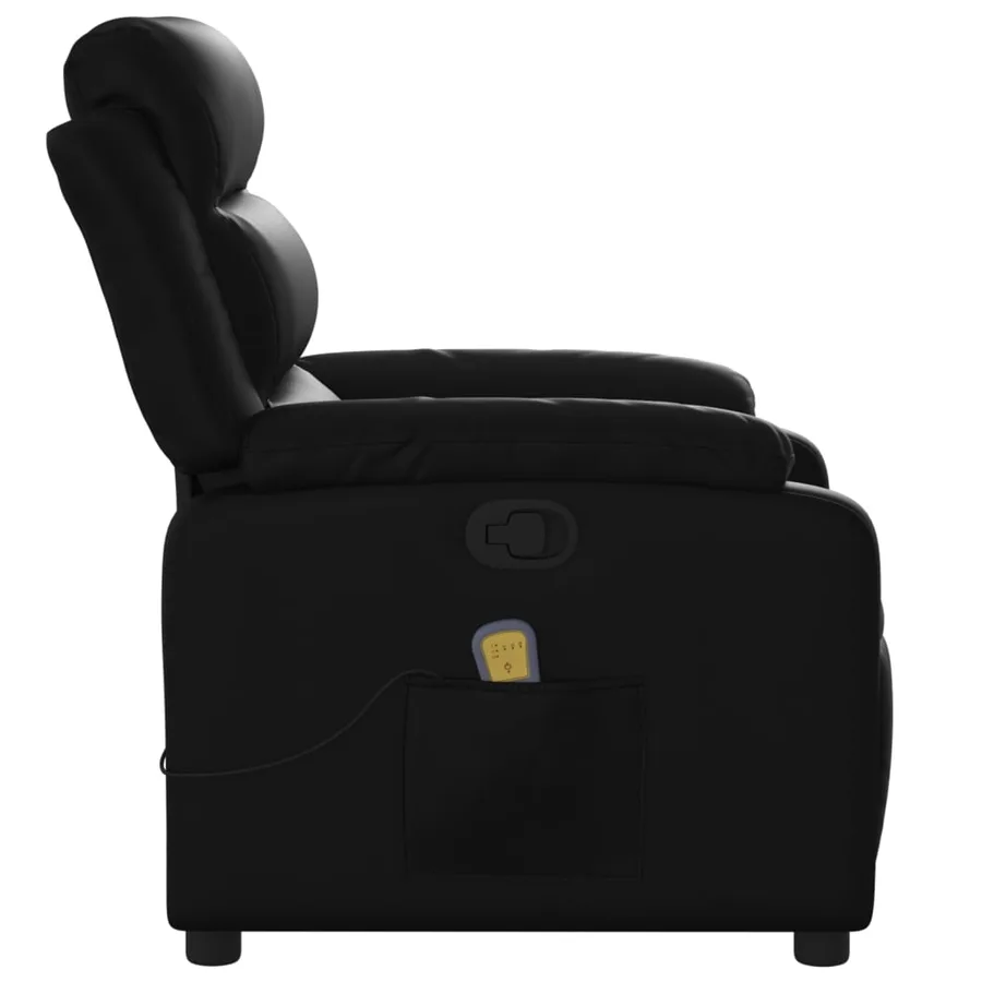 Fauteuil de massage inclinable noir similicuir - 8