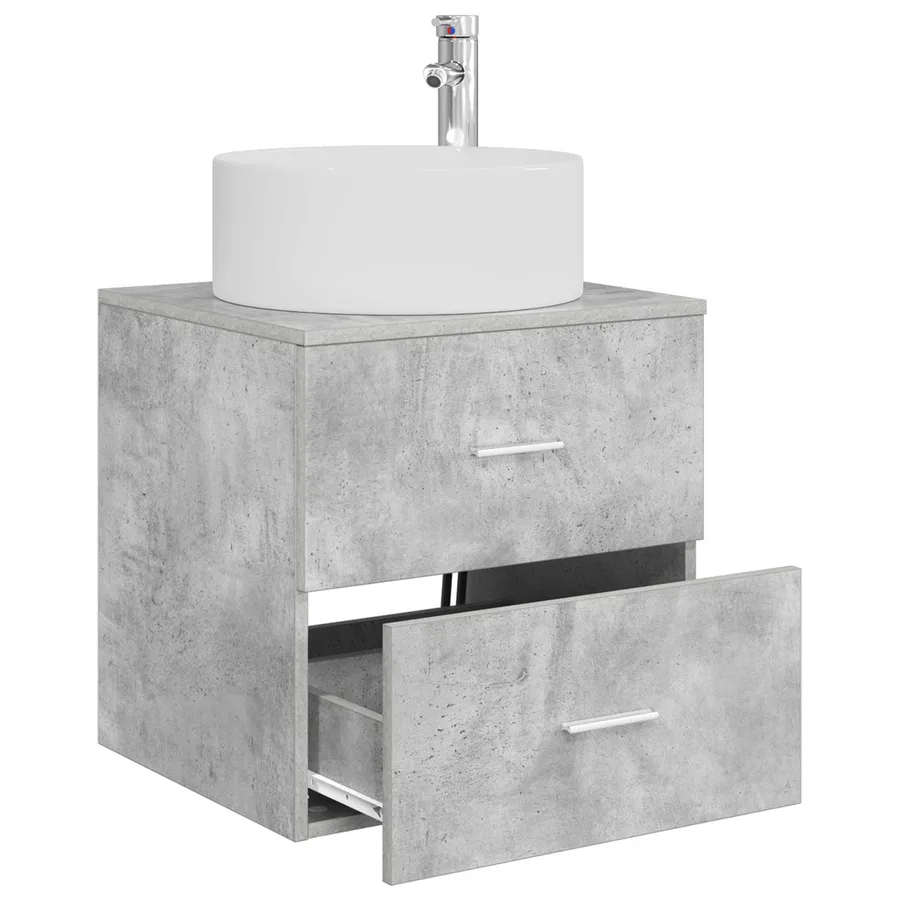 Vanité de lavabo mural Gris béton 49,5 x 44,5 x 65,5 cm - 3