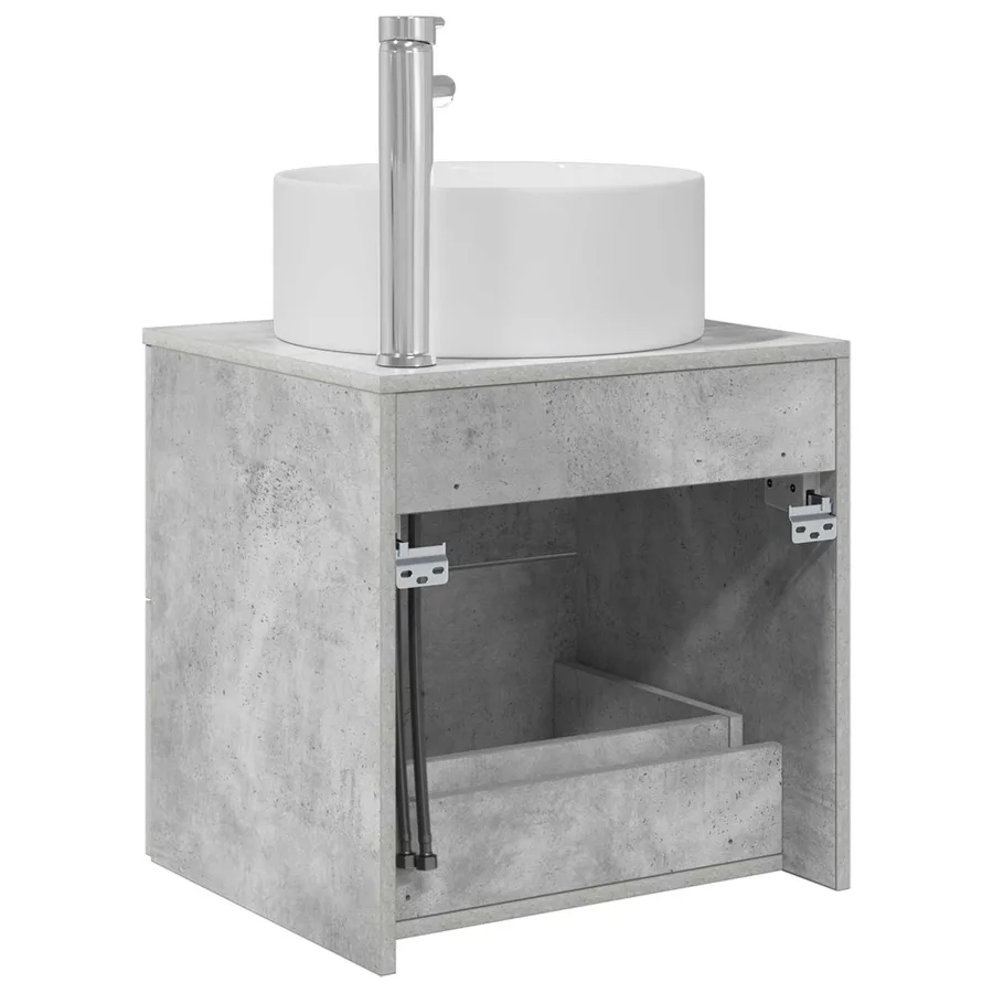 Vanité de lavabo mural Gris béton 49,5 x 44,5 x 65,5 cm - 5