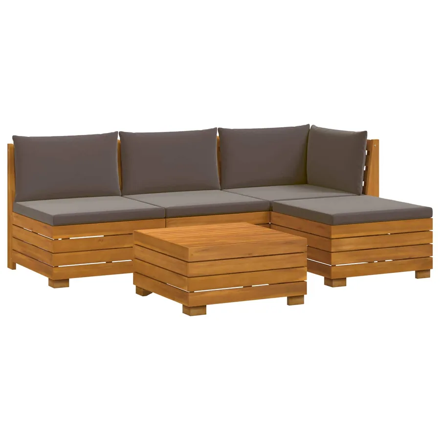 Ensemble de canapés d'extérieur avec coussin 5 Pièce Marron - 2