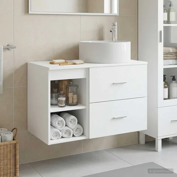 Ensemble de mobilier de salle de bain 2 pcs Blanc