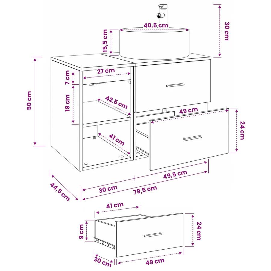 Ensemble de mobilier de salle de bain 2 pcs Blanc - 11