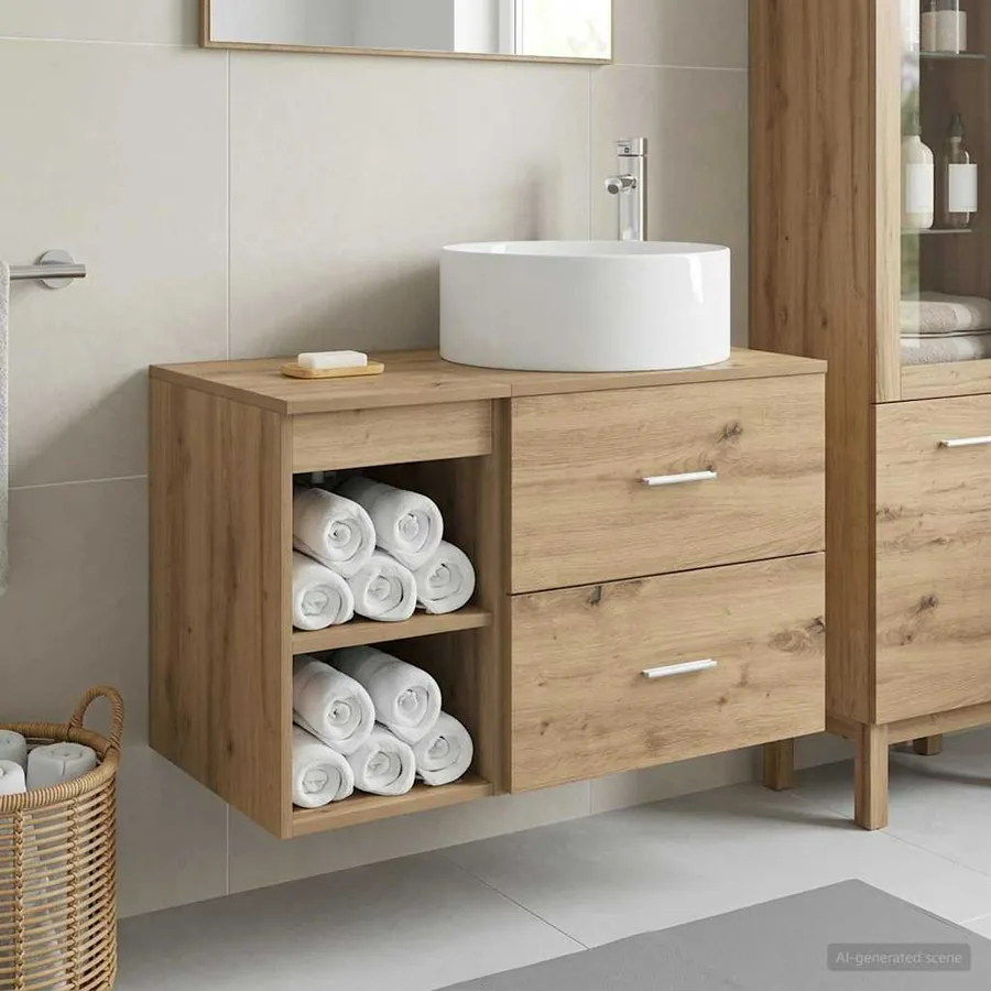 Ensemble de mobilier de salle de bain 2 pc Chêne artisanal