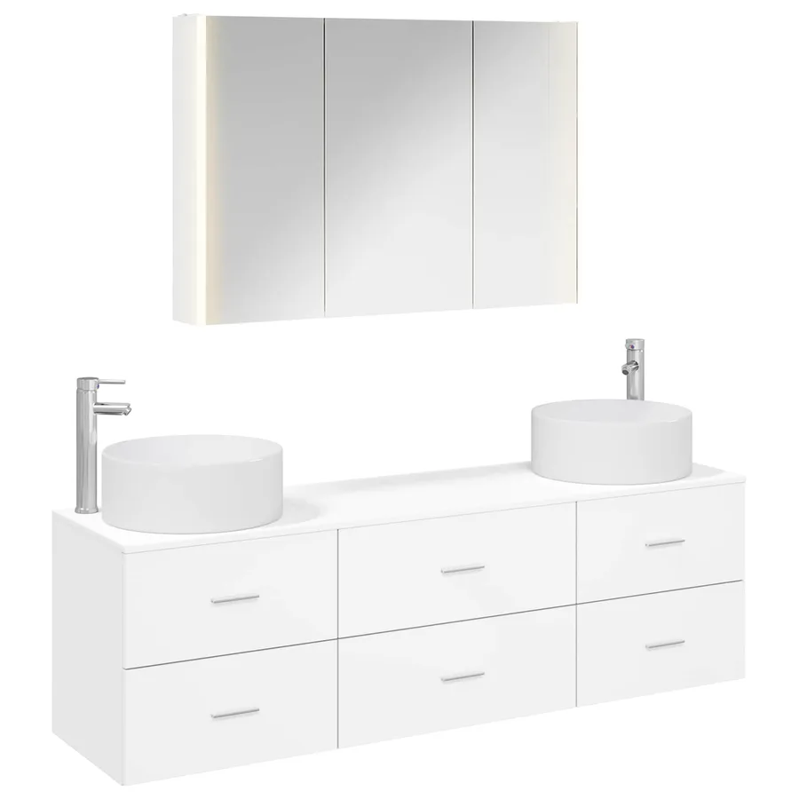 Ensemble de mobilier de salle de bain 4 pcs Blanc - 2