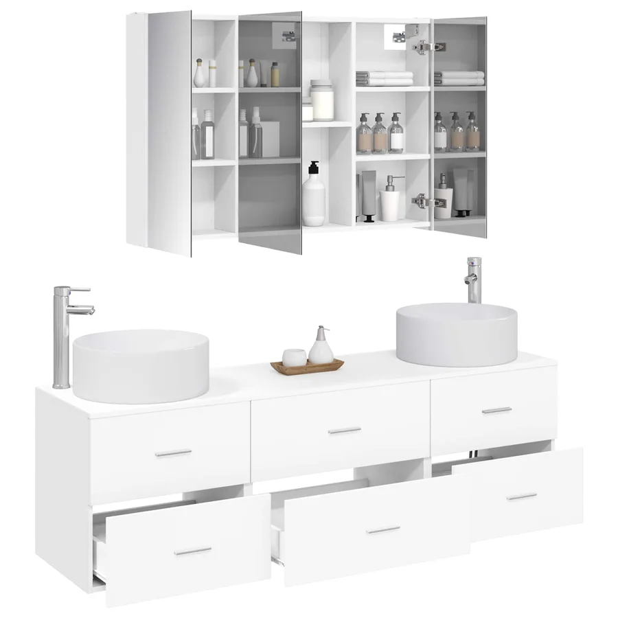 Ensemble de mobilier de salle de bain 4 pcs Blanc - 3