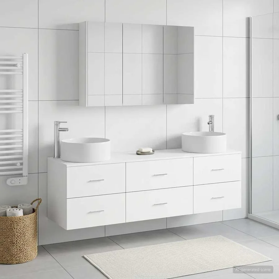 Ensemble de mobilier de salle de bain 4 pcs Blanc - 4