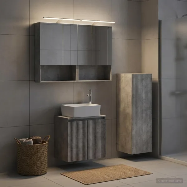 Ensemble de mobilier de salle de bain 4 pcs Gris béton