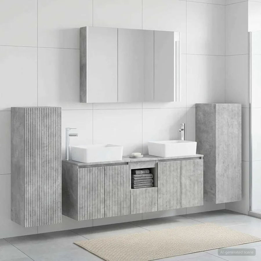 Ensemble de mobilier de salle de bain 6 pcs Gris béton