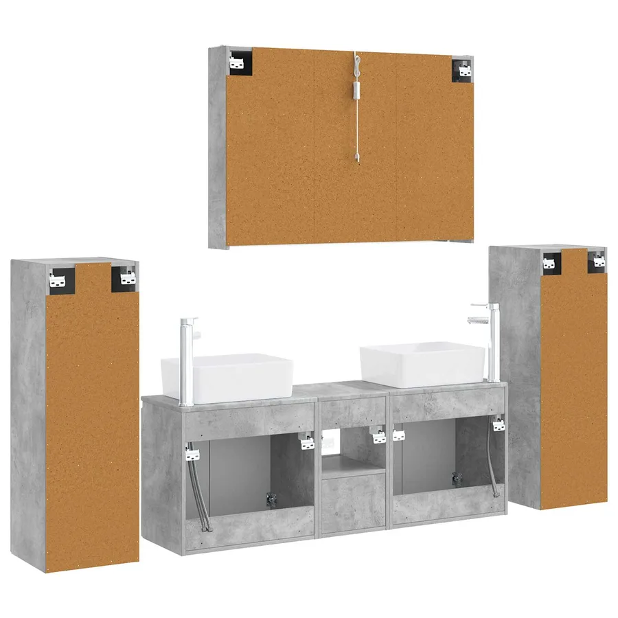 Ensemble de mobilier de salle de bain 6 pcs Gris béton - 9