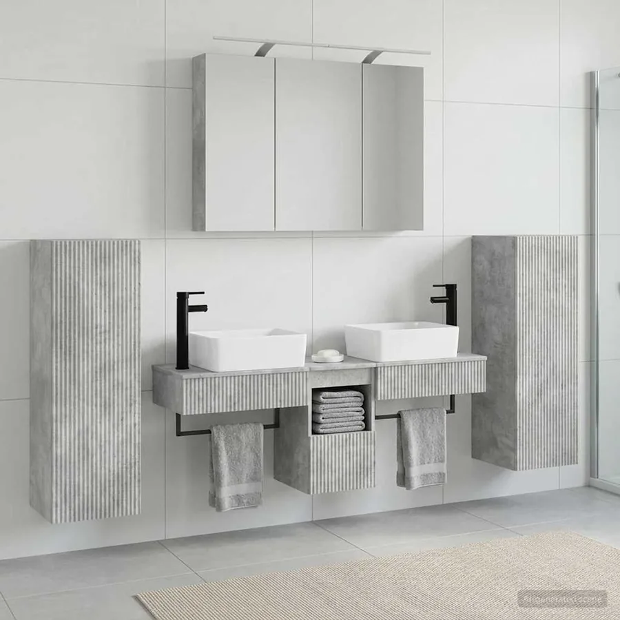 Ensemble de mobilier de salle de bain 6 pcs Gris béton