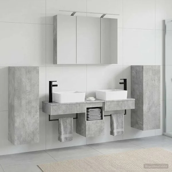 Ensemble de mobilier de salle de bain 6 pcs Gris béton