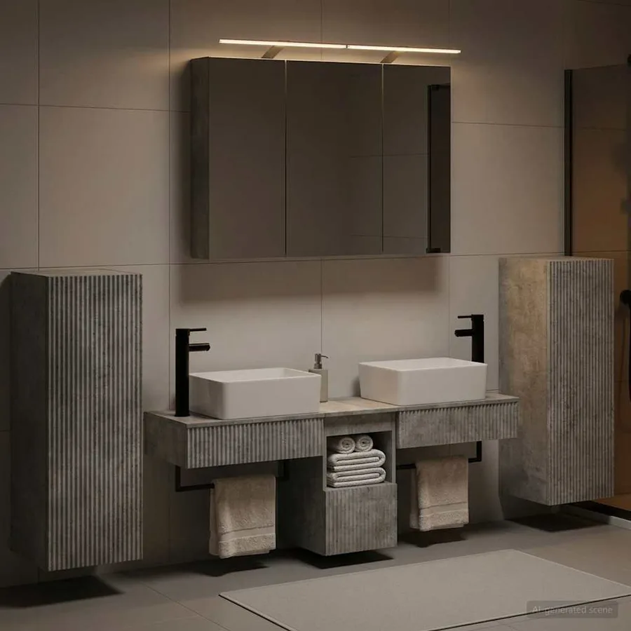 Ensemble de mobilier de salle de bain 6 pcs Gris béton - 4