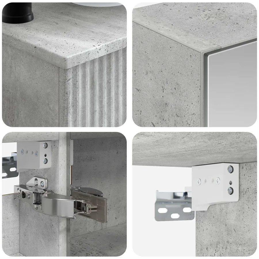 Ensemble de mobilier de salle de bain 6 pcs Gris béton - 8