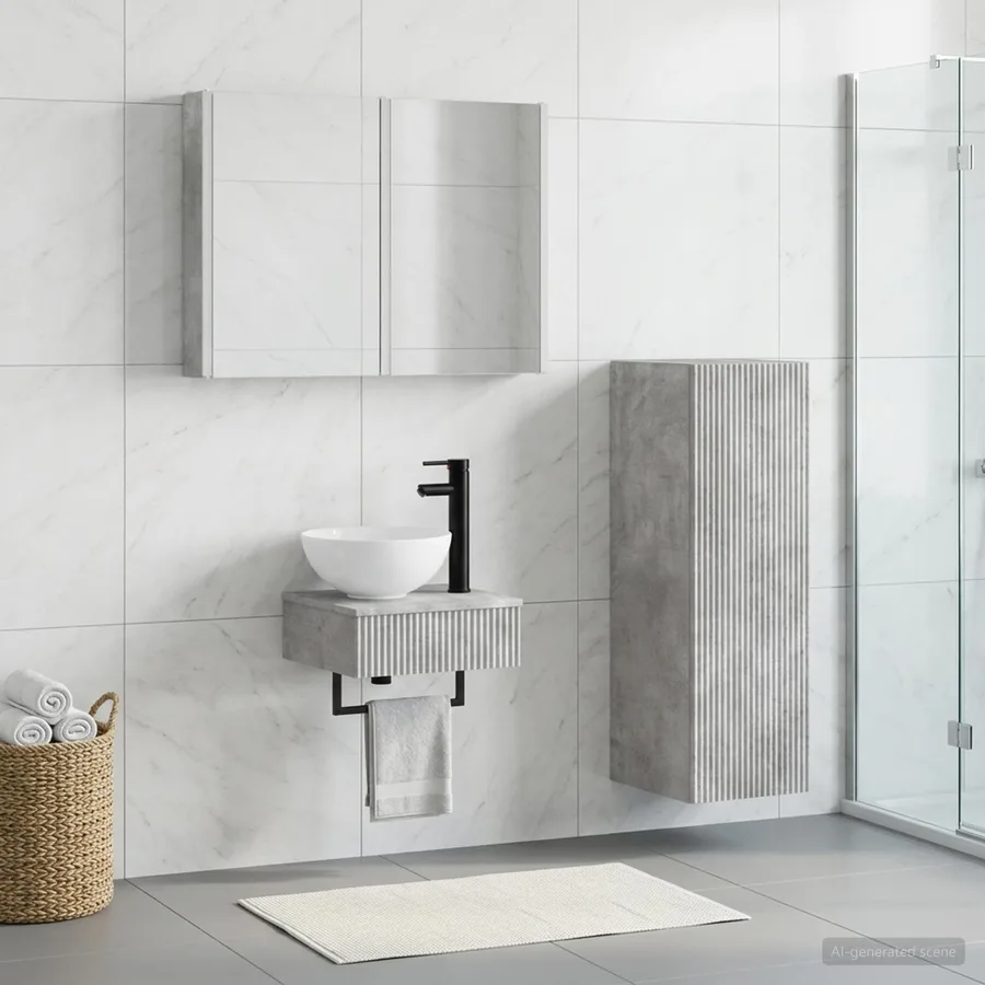 Ensemble d'armoire de salle de bain 4 pcs Gris béton - 4