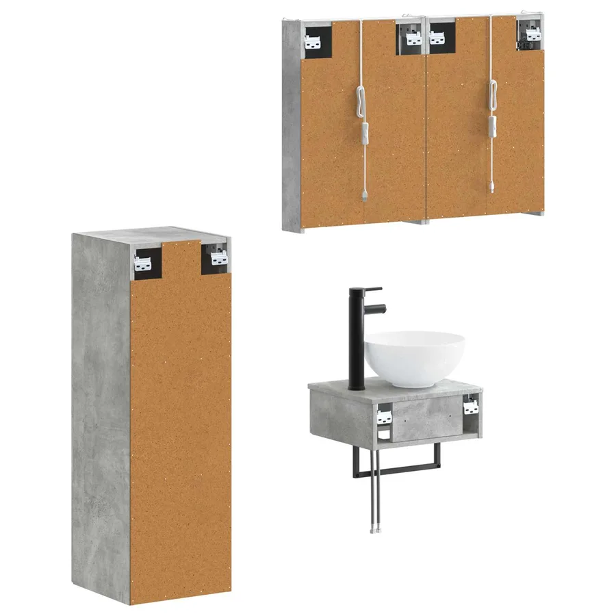 Ensemble d'armoire de salle de bain 4 pcs Gris béton - 5