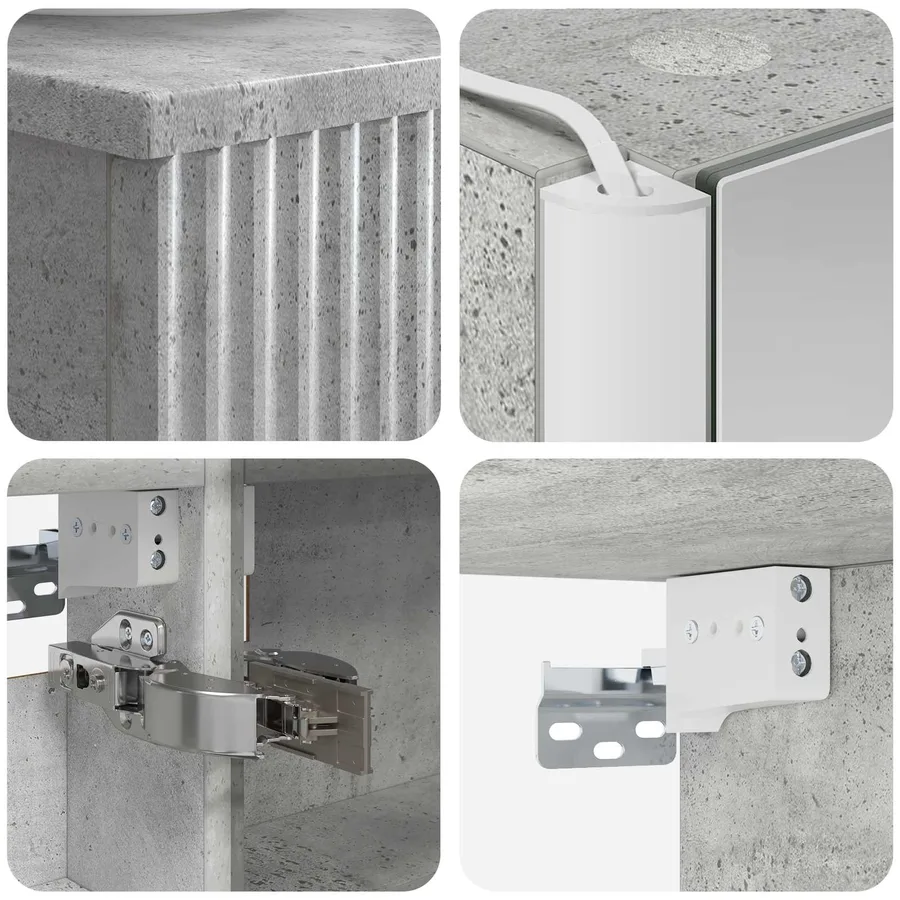 Ensemble d'armoire de salle de bain 4 pcs Gris béton - 6