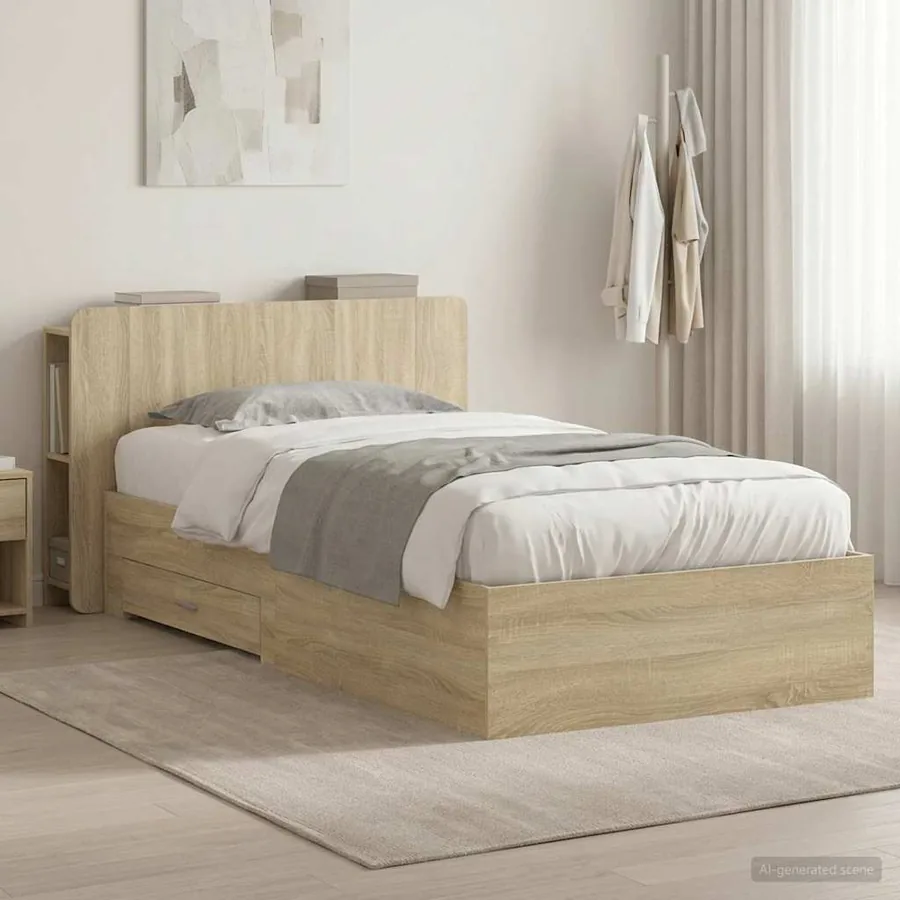 Cadre de lit avec rangement Chêne Sonoma 90 x 190 cm