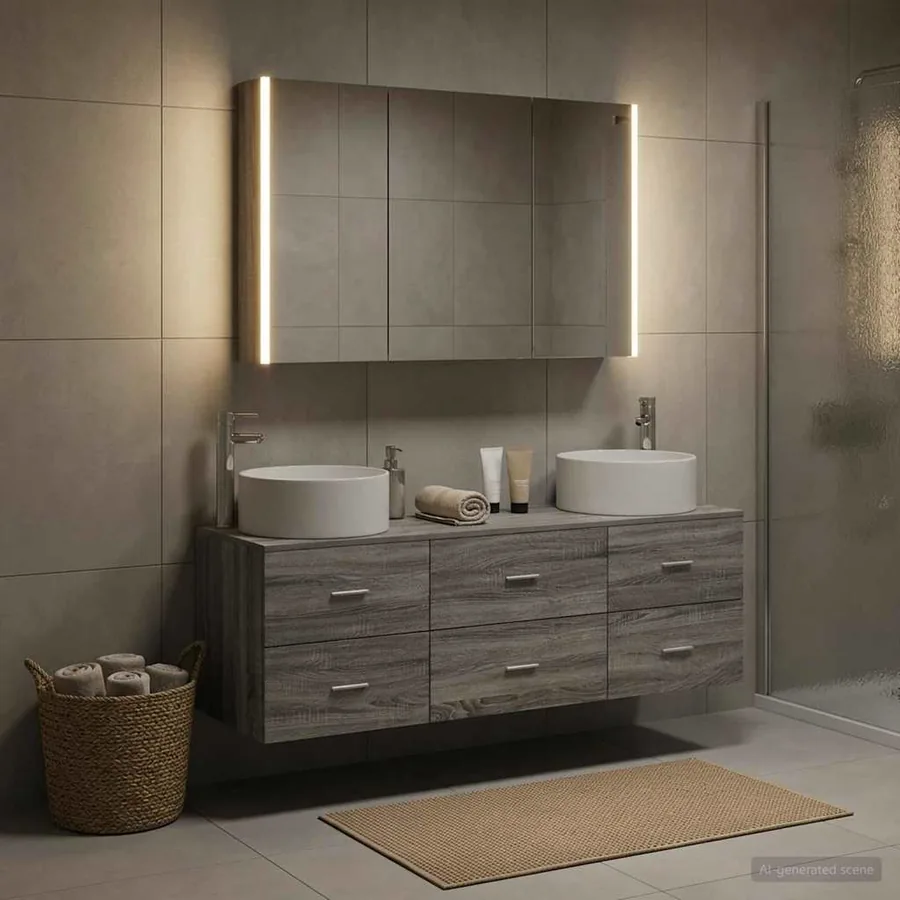 Ensemble de mobilier de salle de bain 4 pcs Sonoma gris
