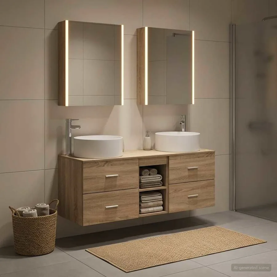 Ensemble de mobilier de salle de bain 5 pcs Chêne Sonoma