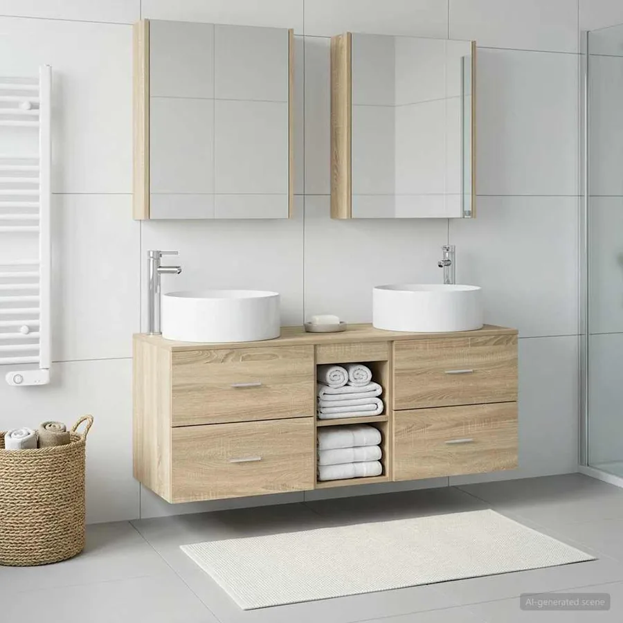 Ensemble de mobilier de salle de bain 5 pcs Chêne Sonoma - 4