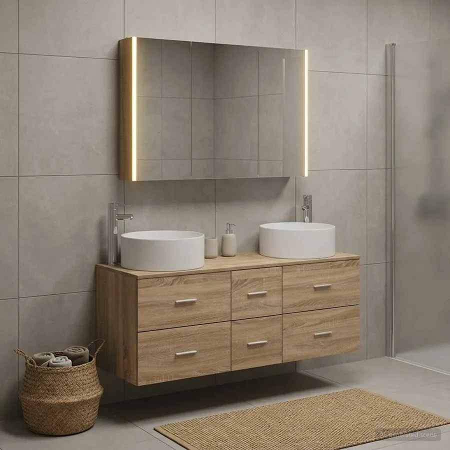 Ensemble de mobilier de salle de bain 4 pcs Chêne Sonoma