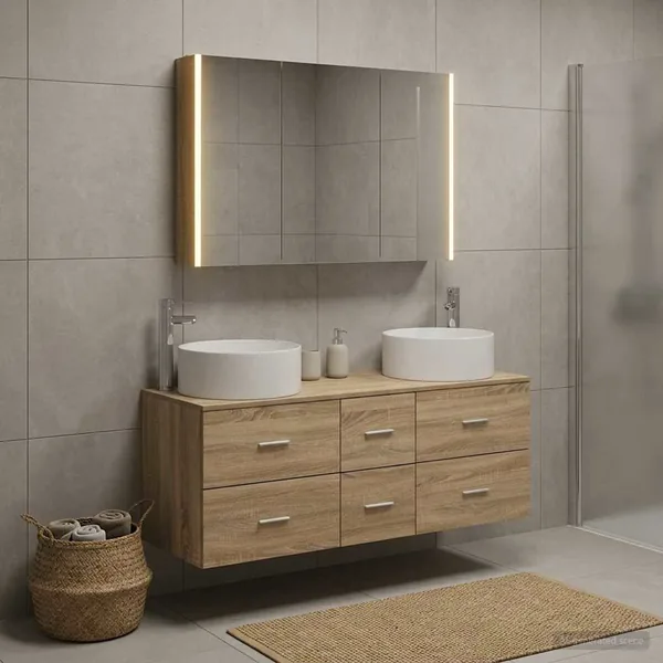 Ensemble de mobilier de salle de bain 4 pcs Chêne Sonoma