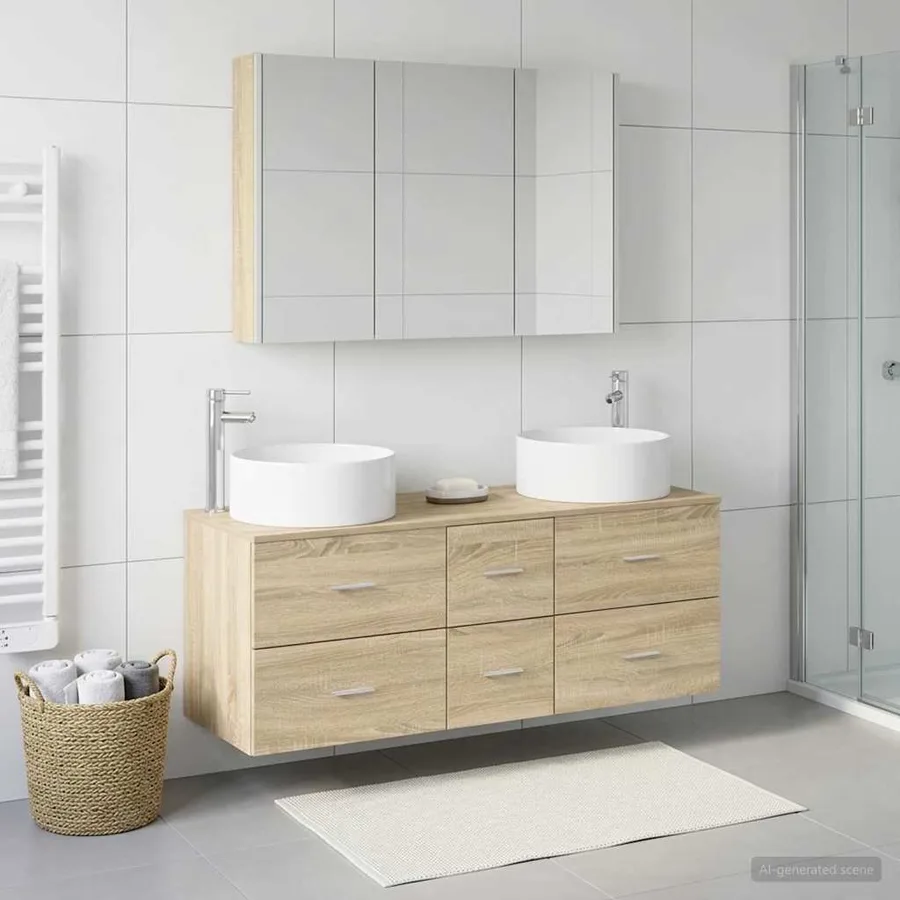 Ensemble de mobilier de salle de bain 4 pcs Chêne Sonoma - 4