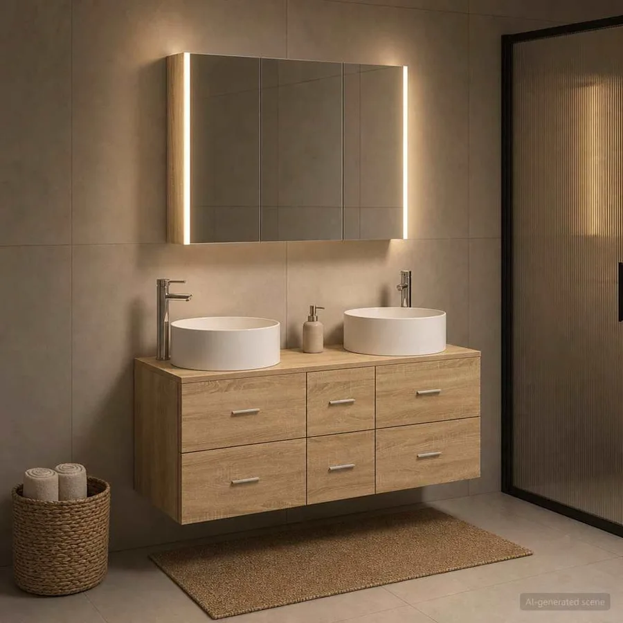 Ensemble de mobilier de salle de bain 4 pcs Chêne Sonoma - 5