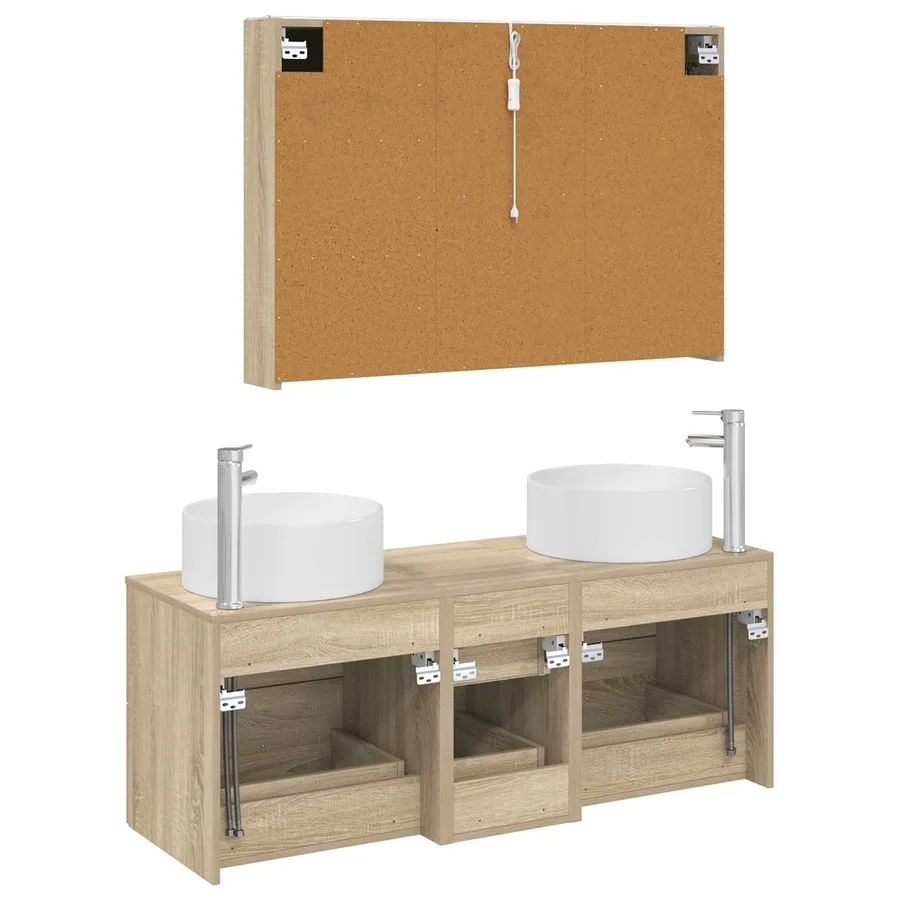 Ensemble de mobilier de salle de bain 4 pcs Chêne Sonoma - 9