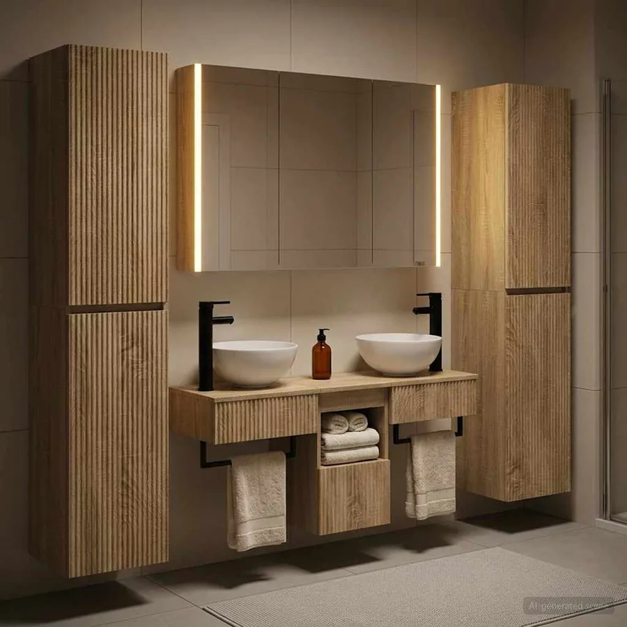 Ensemble de mobilier de salle de bain 6 pcs Chêne Sonoma