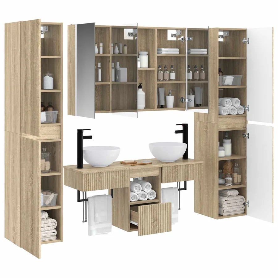 Ensemble de mobilier de salle de bain 6 pcs Chêne Sonoma - 3