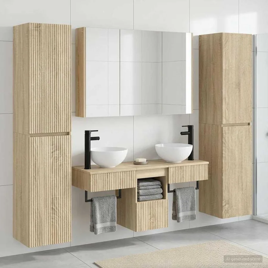 Ensemble de mobilier de salle de bain 6 pcs Chêne Sonoma - 4