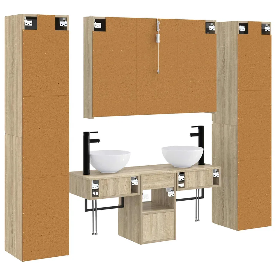 Ensemble de mobilier de salle de bain 6 pcs Chêne Sonoma - 9