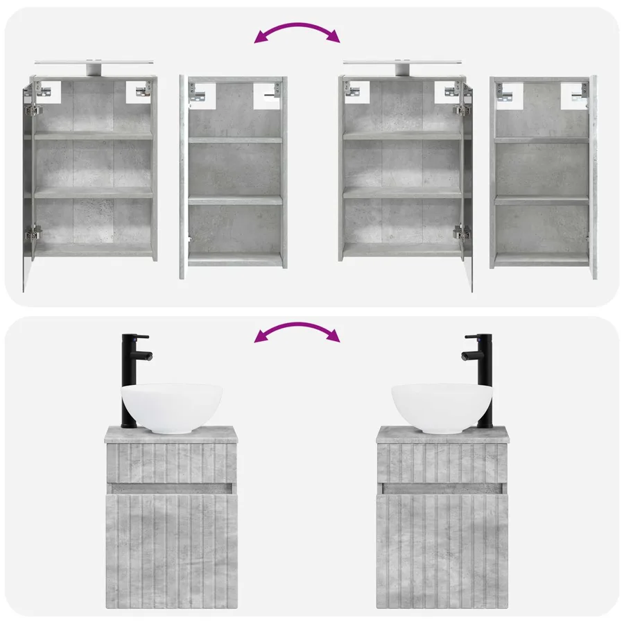 Ensemble d'armoire de salle de bain 5 pcs Gris béton - 13