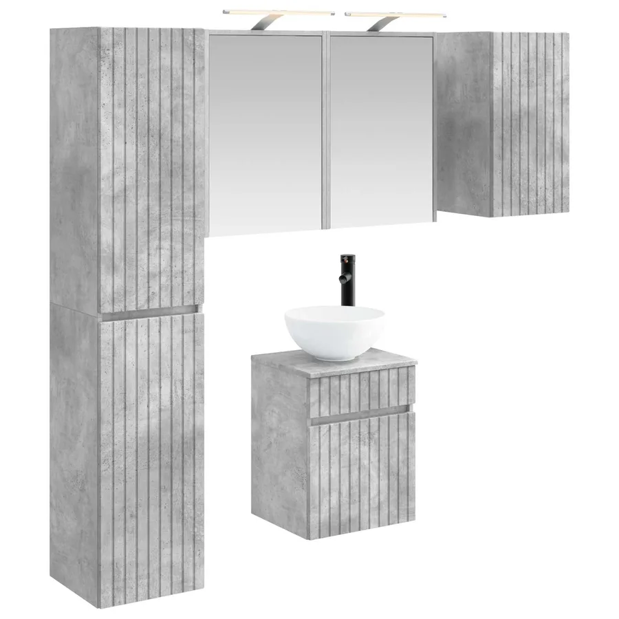 Ensemble d'armoire de salle de bain 5 pcs Gris béton - 2