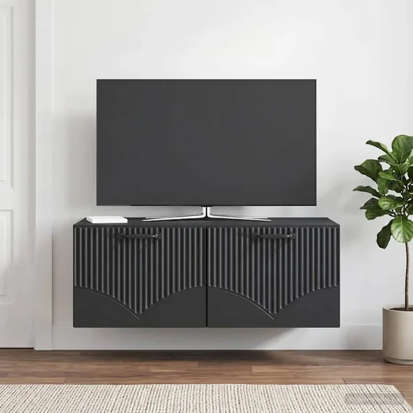 Meuble TV mural Noir 78,5 x 41 x 30 cm Bois d'ingénierie