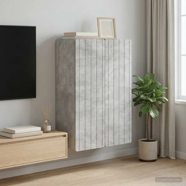 Armoire Murale Gris béton 66 x 34,5 x 92 cm Bois d'ingénierie