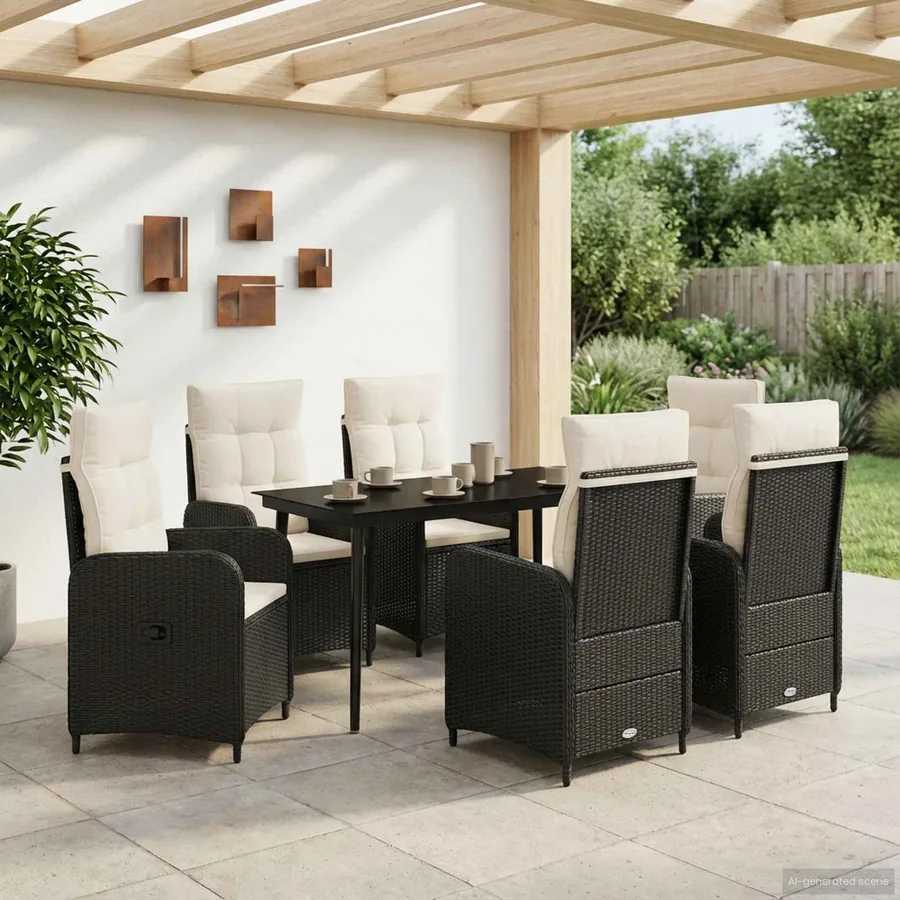 Ensemble de Tables Basses 7 pcs Noir et blanc crème