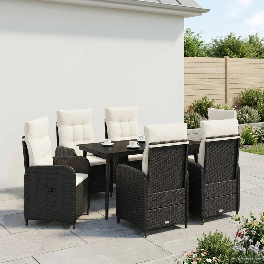 Ensemble de Tables Basses 7 pcs Noir et blanc crème - 3