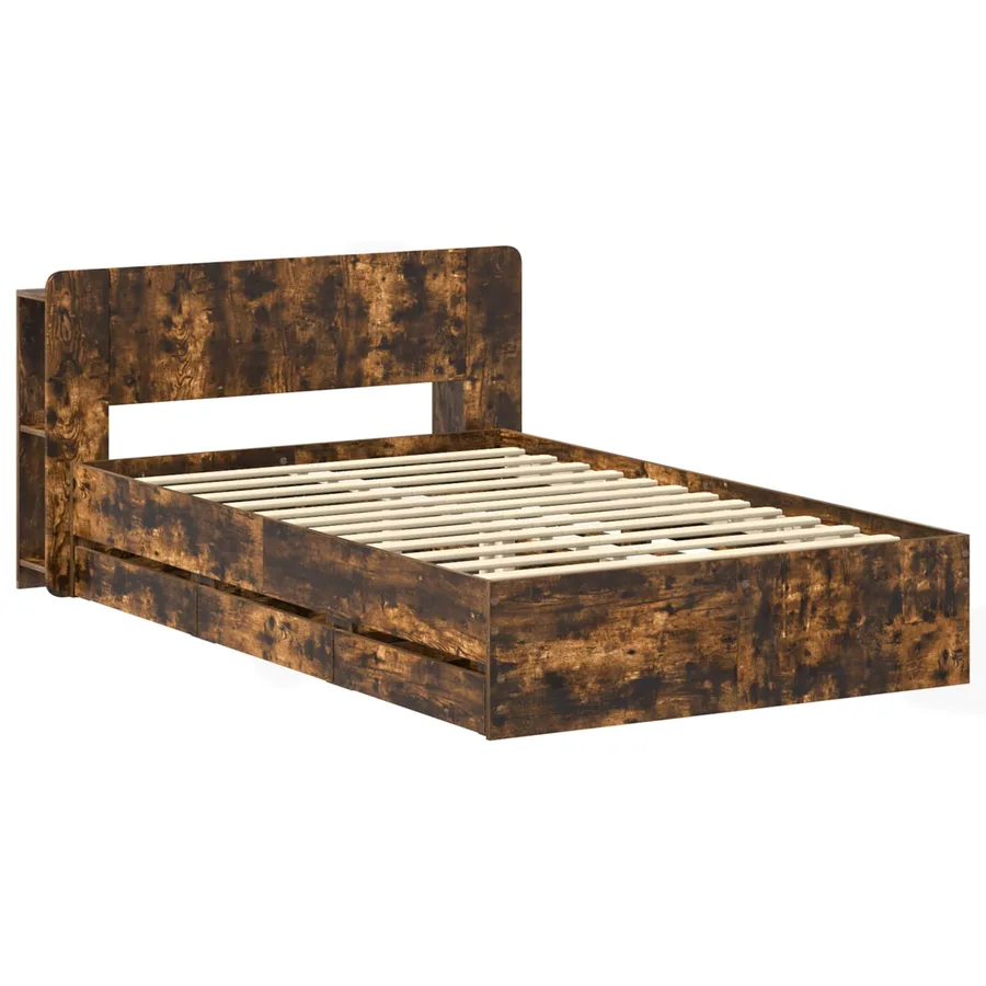 Cadre de lit avec rangement Chêne fumé 120 x 190 cm - 3