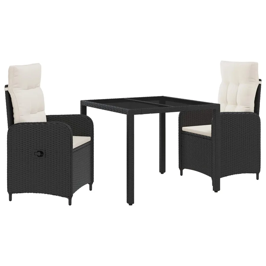 Ensemble de repas extérieur 3 pcs Noir et blanc crème - 2