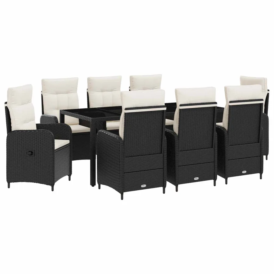 Ensemble de repas extérieur 9 pcs Noir et blanc crème - 2