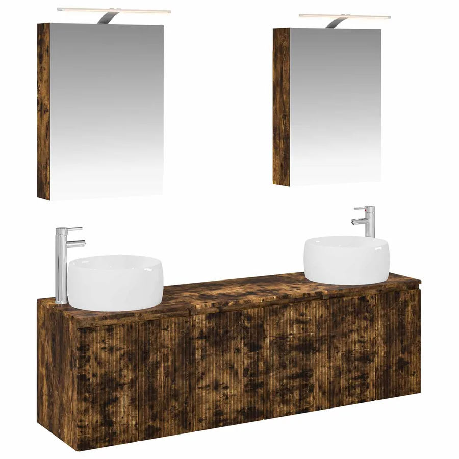 Ensemble d'armoire de salle de bain 5 pcs Chêne fumé - 2