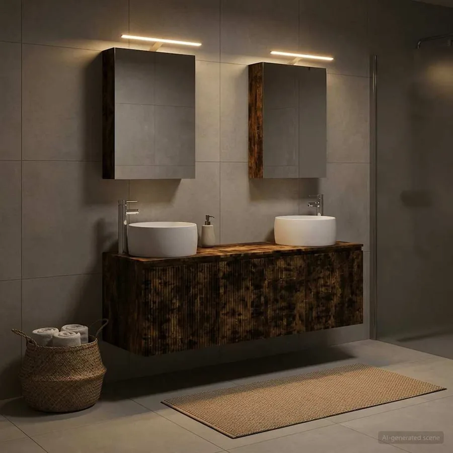 Ensemble d'armoire de salle de bain 5 pcs Chêne fumé - 4
