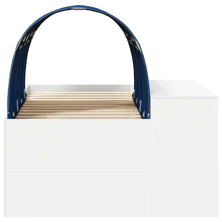 Lit avec Tunnel 3 pc Blanc et bleu Bois d'ingénierie - 7