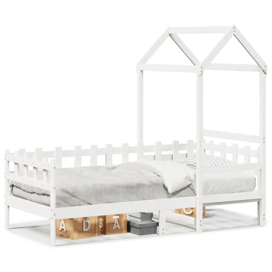Lit de jour avec toit sans matelas blanc 80x200 cm bois massif - 2